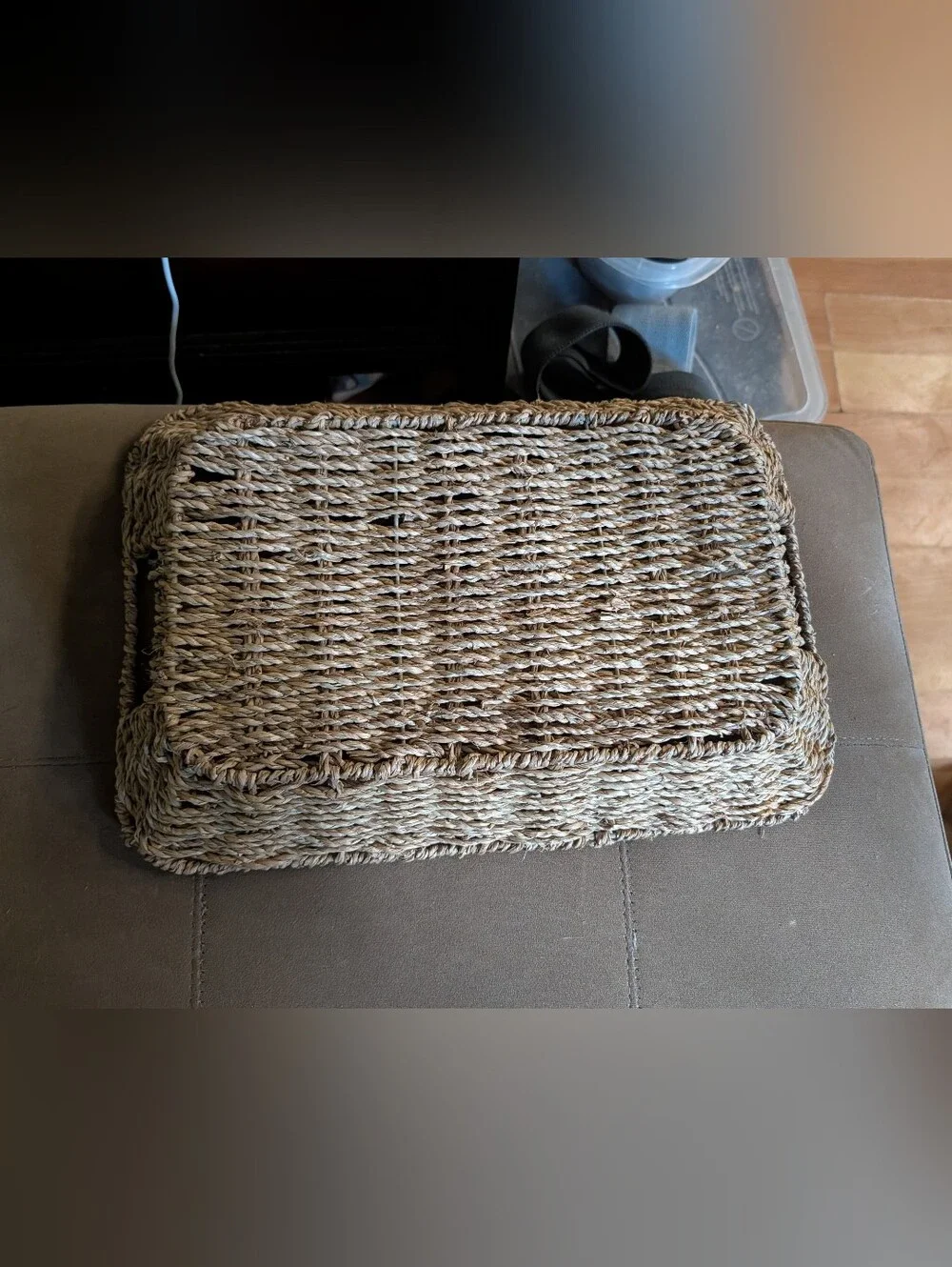 Natural Woven Seagrass Storage Tray - Unbranded Brown